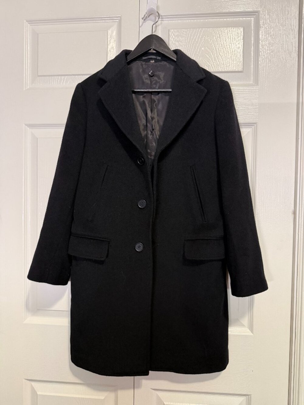 Joseph Abboud 100% Wool Overcoat Jacket Layered Vest Zipper Black Women's 14
